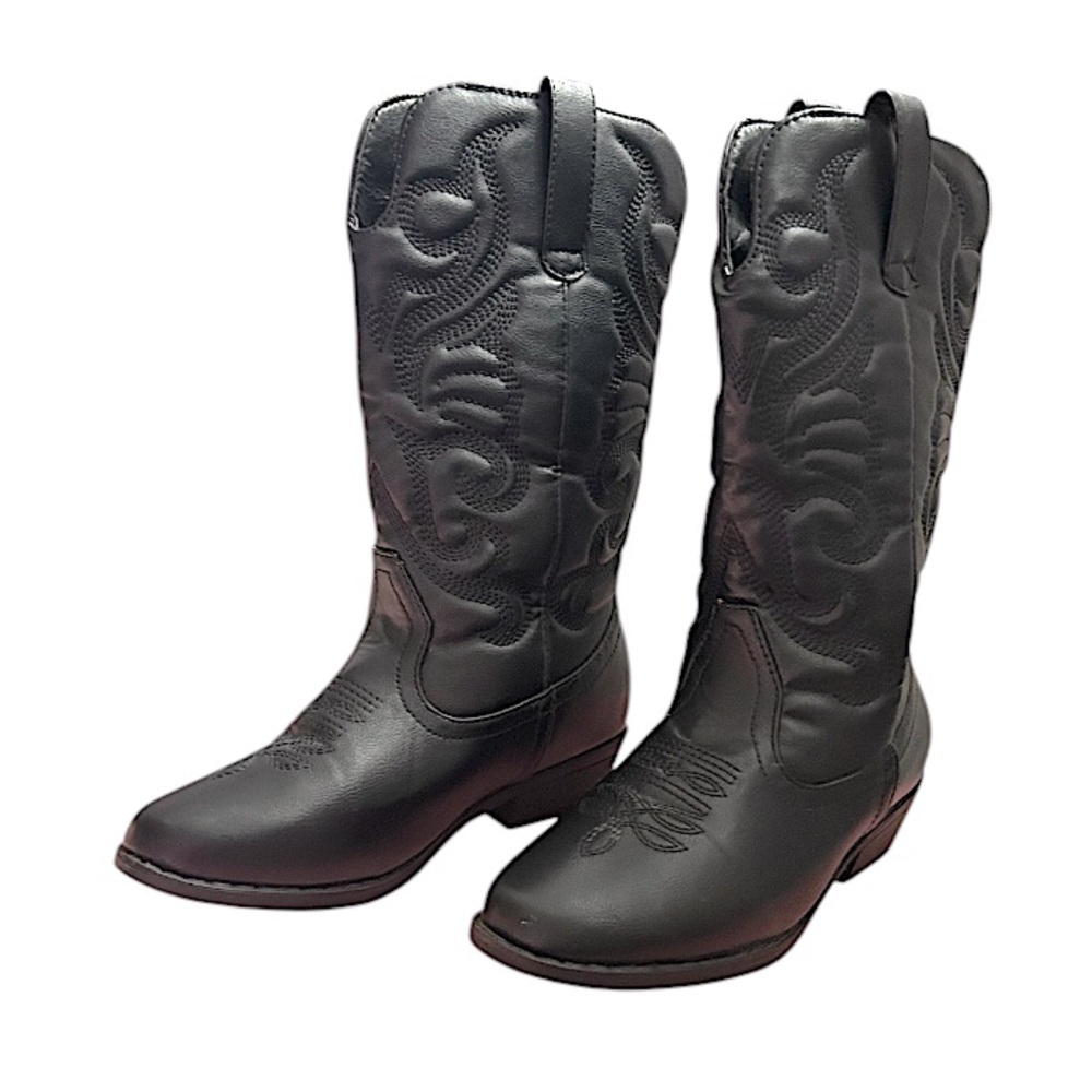 Black Western Leather Boots 🤠🖤